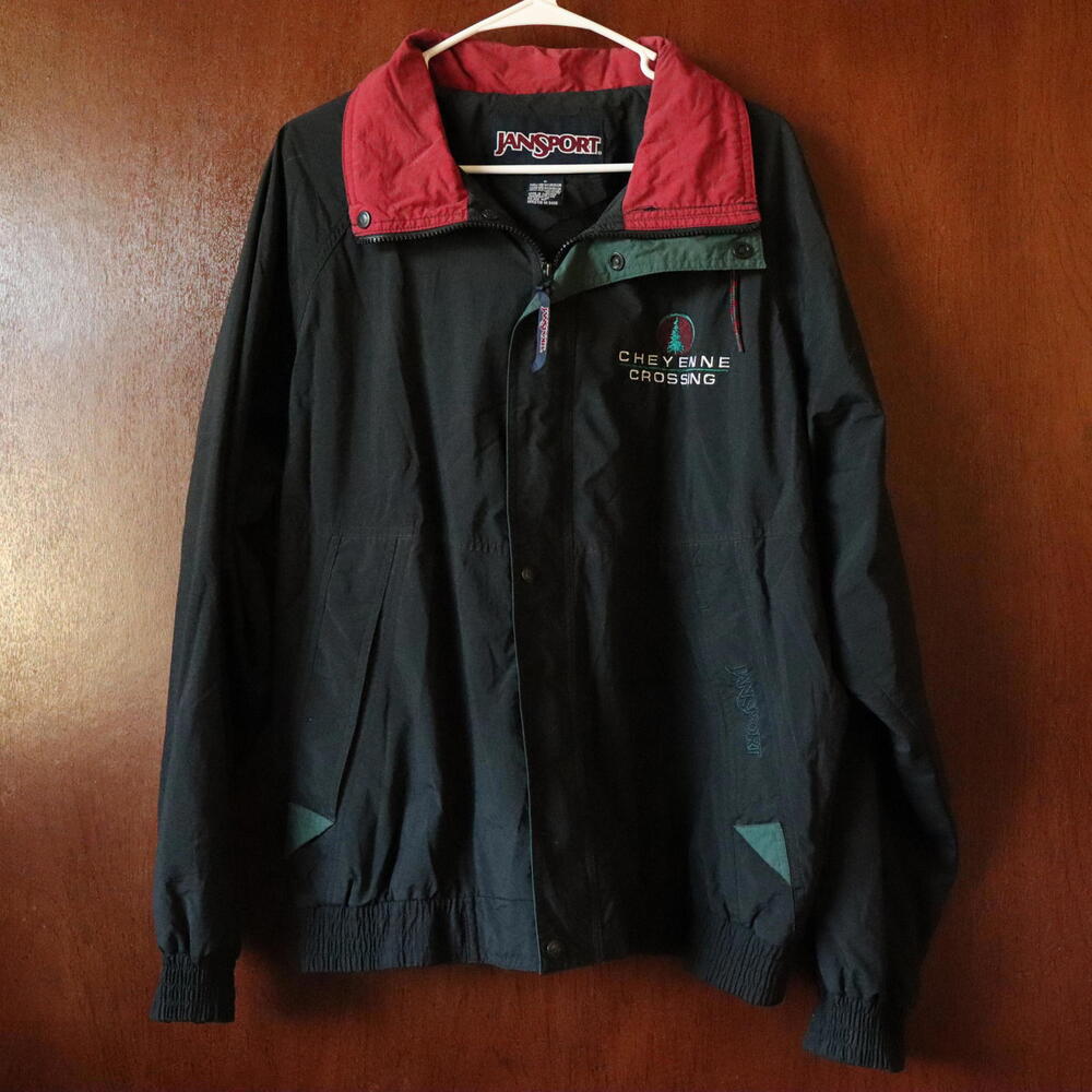 Vtg‎ Jansport Men’s Full Zip Jacket Windbreaker Black & Red M